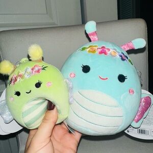 Squishmallow Easter butterfly & bee  Reina & Sybil NWT clip & 5”